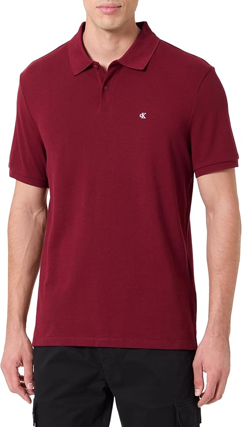 Calvin Klein Uomo Maglietta Polo Maniche Corte Monogram Pique in Cotone