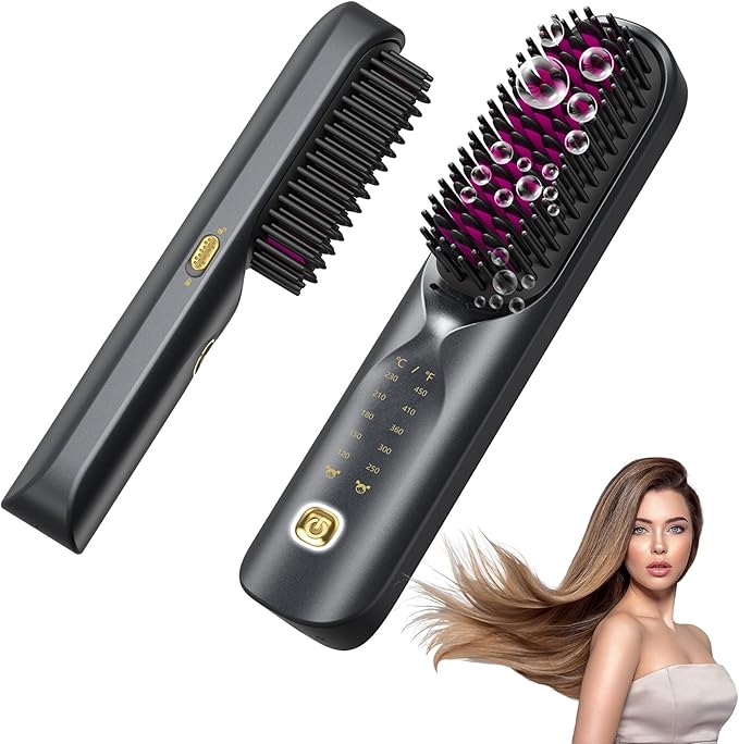 Bopcal Spazzola Lisciante per Capelli 10000mAh - 3 in 1 Spazzola Lisciante Senza Fili