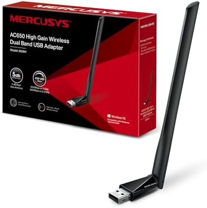 Mercusys TP-Link MU6H Adattatore AC650 WiFi USB ad Alto Guadagno