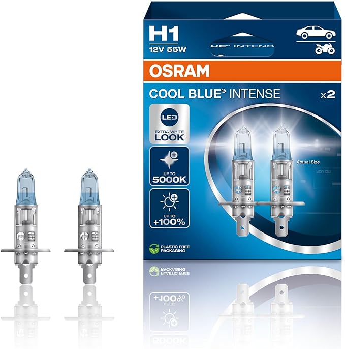 OSRAM COOL BLUE INTENSE H1, +100% luminosa