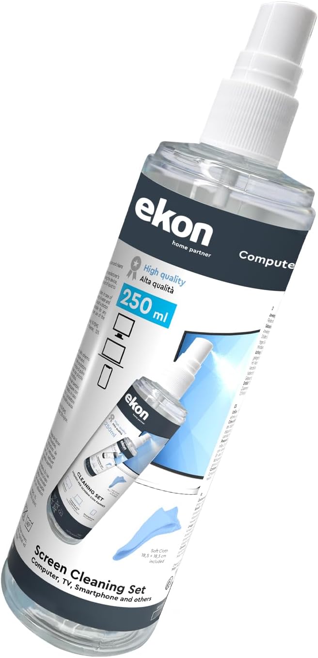 Ekon Spray per Schermi Display con Panno in Microfibra, 250ml