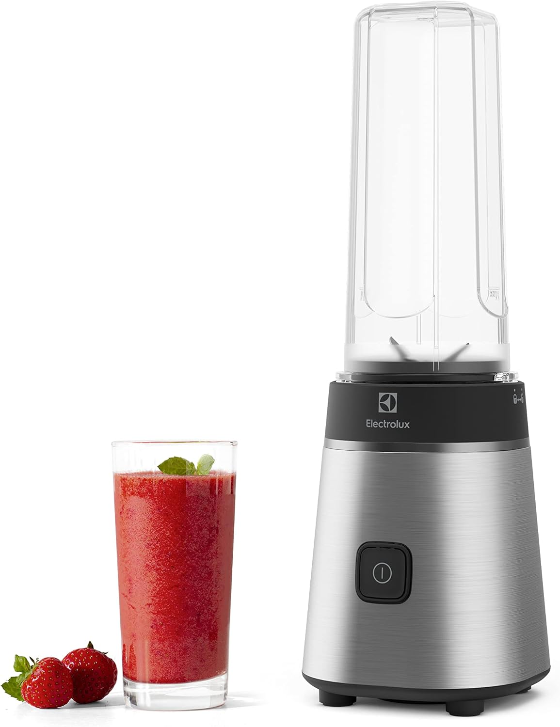 Electrolux Create 3 E3SB1-4ST Frullatore Sportivo 3 in 1 con Bottiglia Take Away BPA Free, Mixer Compatto e Potente in Acciaio Inox per Smoothie, Frullati e Bevande Energetiche