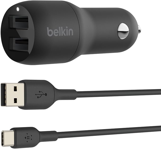 Belkin Doppio caricabatteria da auto USB-A da 24 W + cavo da USB