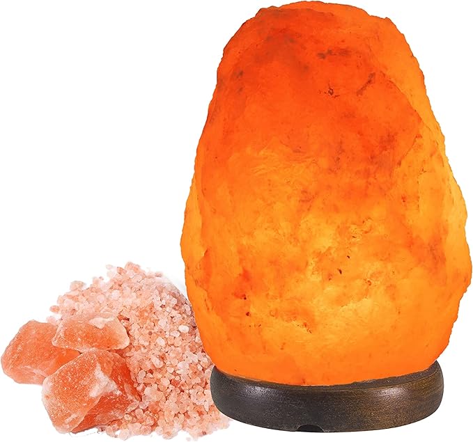BEPER Lampada di Sale con Luce Regolabile, Base in Legno