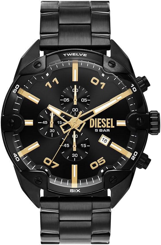 Diesel Orologio Spiked da uomo, movimento cronografo al quarzo con cinturino in acciaio inossidabile